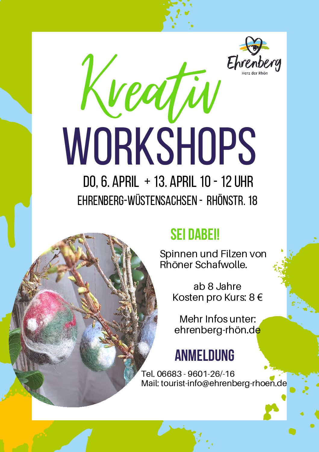 Von der Wolle zum Faden Plakat Workshops am 6. und 13. April 2023 in Wuestensachsen pdf